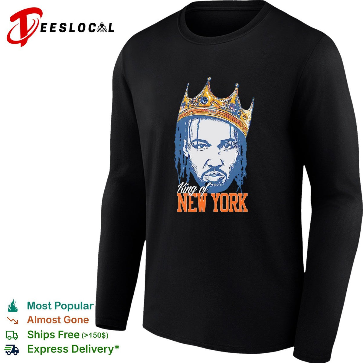 King of New York crowned basketball star portrait bold Knicks art shirt