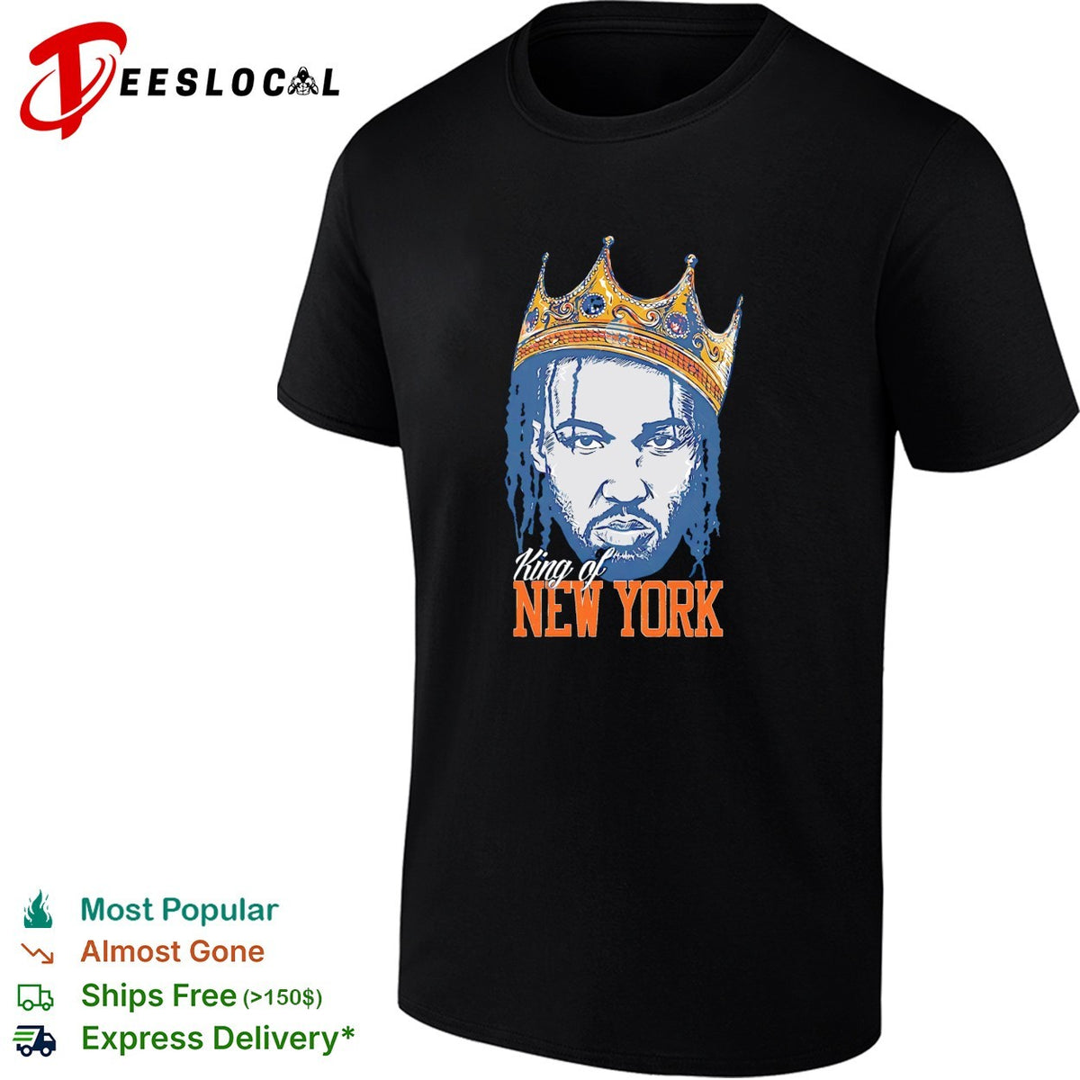 King of New York crowned basketball star portrait bold Knicks art shirt