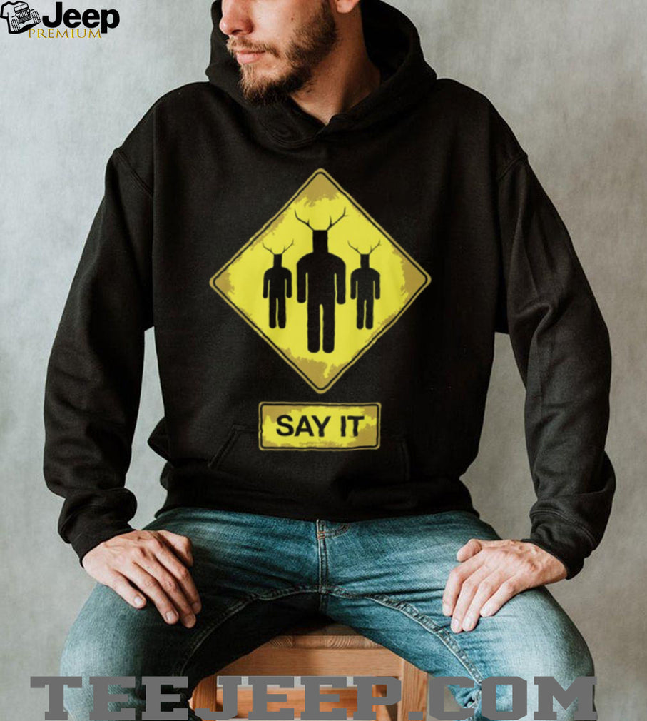 Knights Who Say Ni Road Sign T Shirt “Say It” Warning Graphic