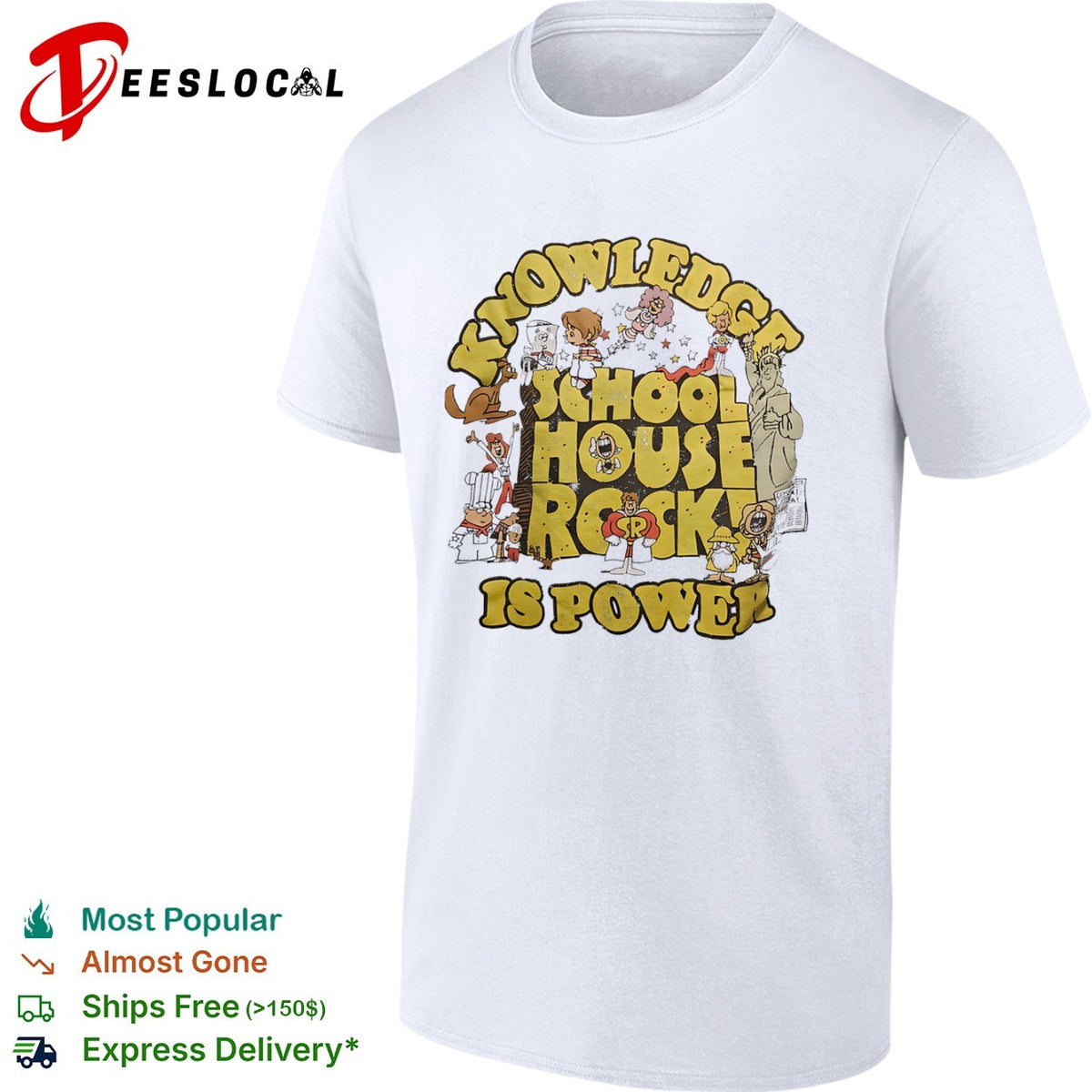 Knowledge is Power Characters ABC 1970s Educational TV show shirt
