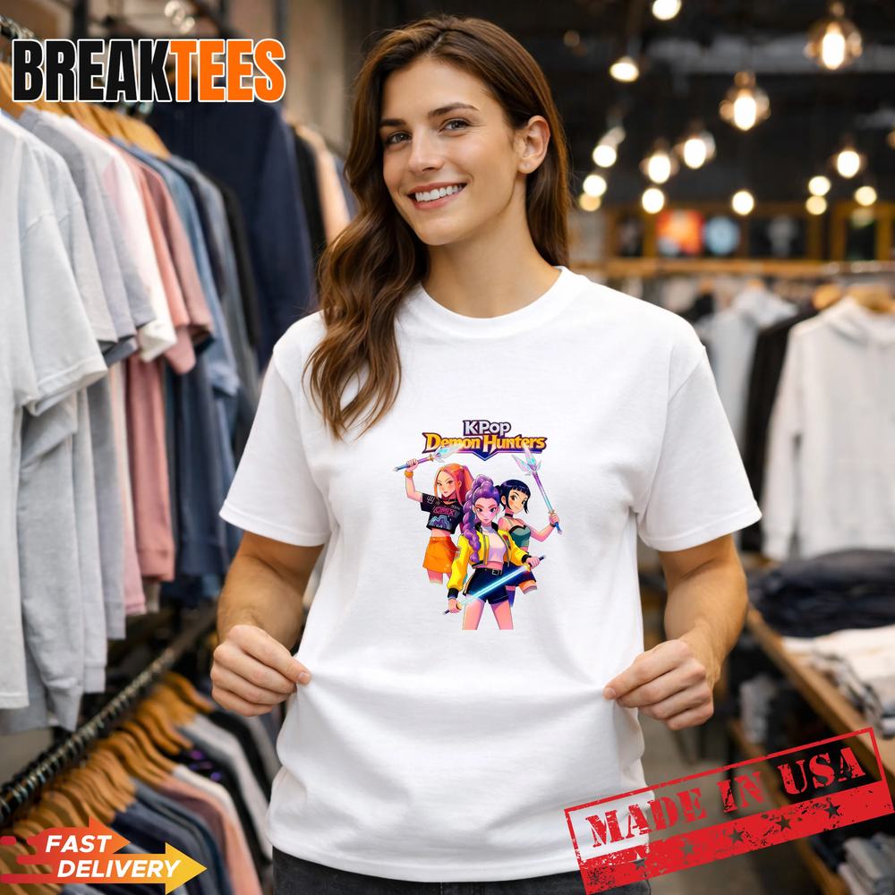 Kpop Demon Hunters Official Style T-Shirt – Battle Ready Anime Girls Graphic Tee – K-Pop Fan Merch Shirt