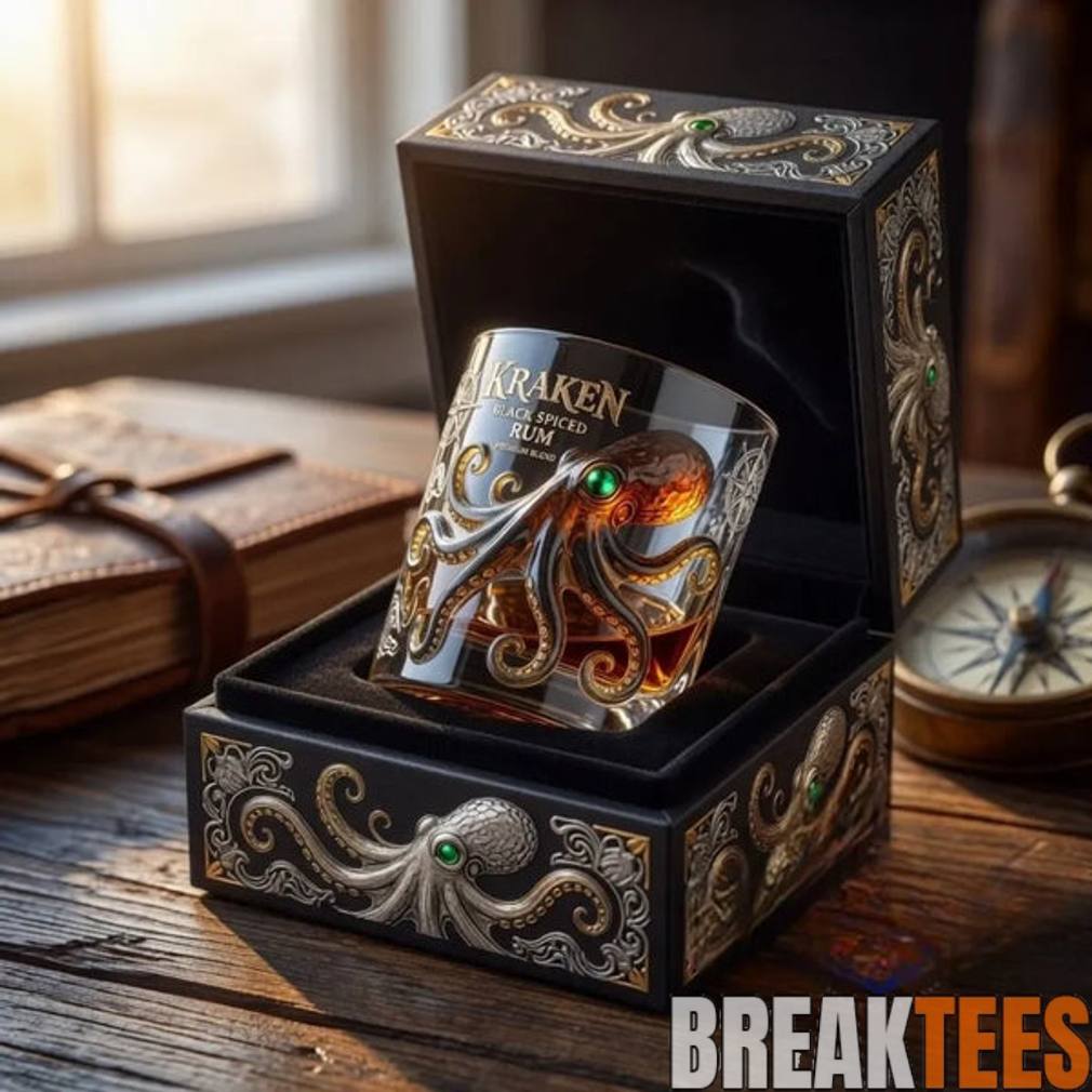 Kraken Black Spiced Rum Premium Blend Octopus Whiskey Glass