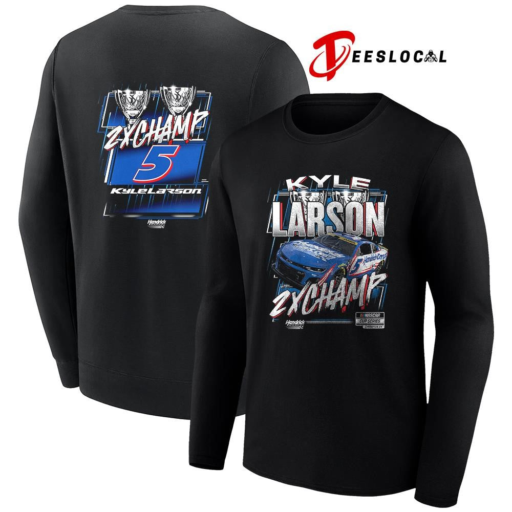 Kyle Larson Hendrick 5 Motorsports Team collection NASCAR Cup Series 2x champion trophy car shirt