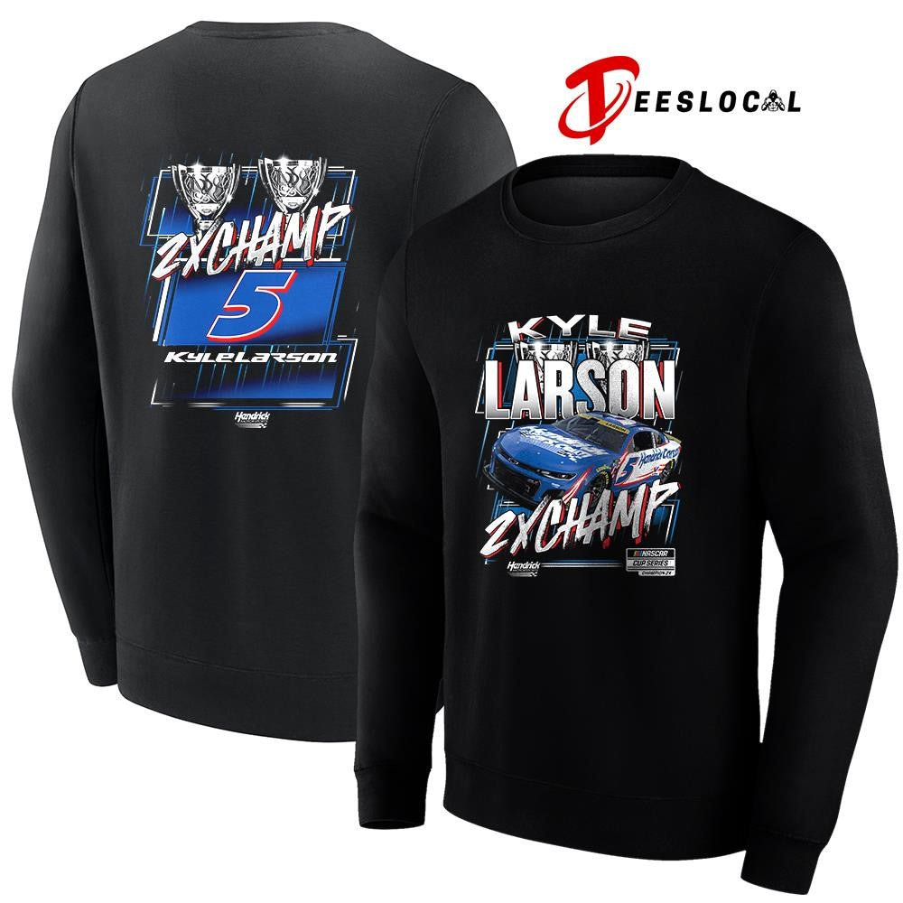 Kyle Larson Hendrick 5 Motorsports Team collection NASCAR Cup Series 2x champion trophy car shirt