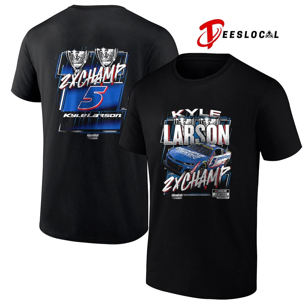 Kyle Larson Hendrick 5 Motorsports Team collection NASCAR Cup Series 2x champion trophy car shirt