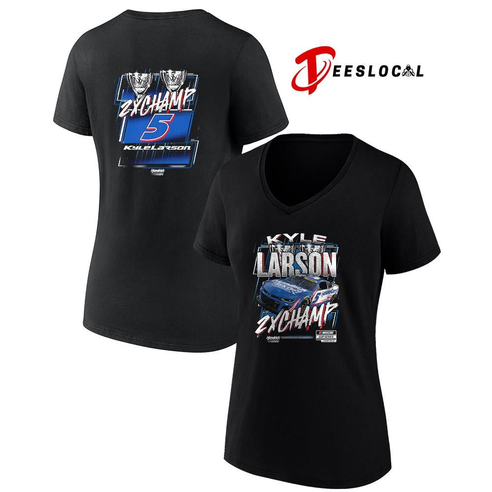 Kyle Larson Hendrick 5 Motorsports Team collection NASCAR Cup Series 2x champion trophy car shirt