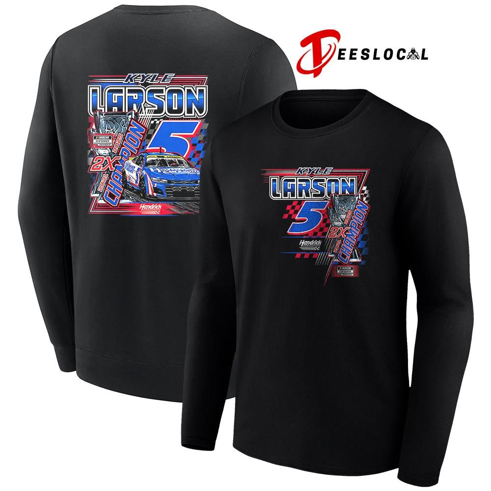 Kyle Larson Hendrick 5 Motorsports Team collection NASCAR Cup Series champion car signature shirt