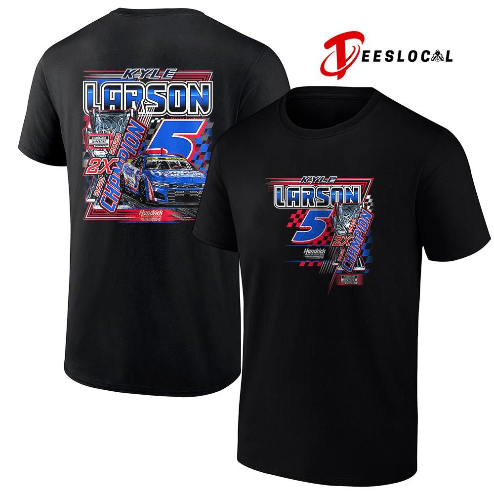 Kyle Larson Hendrick 5 Motorsports Team collection NASCAR Cup Series champion car signature shirt