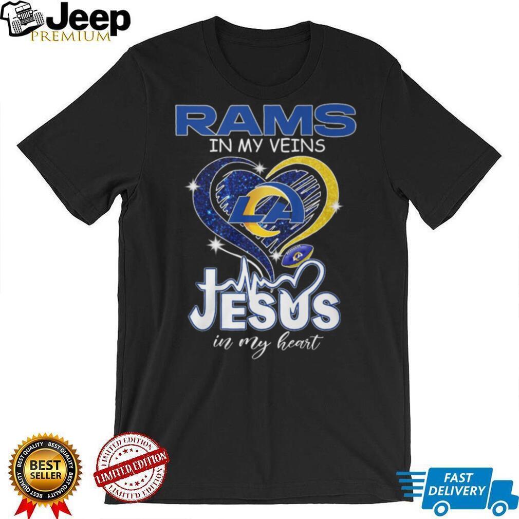 LA Rams In My Veins Jesus In My Heart Heartbeat Graphic T Shirt