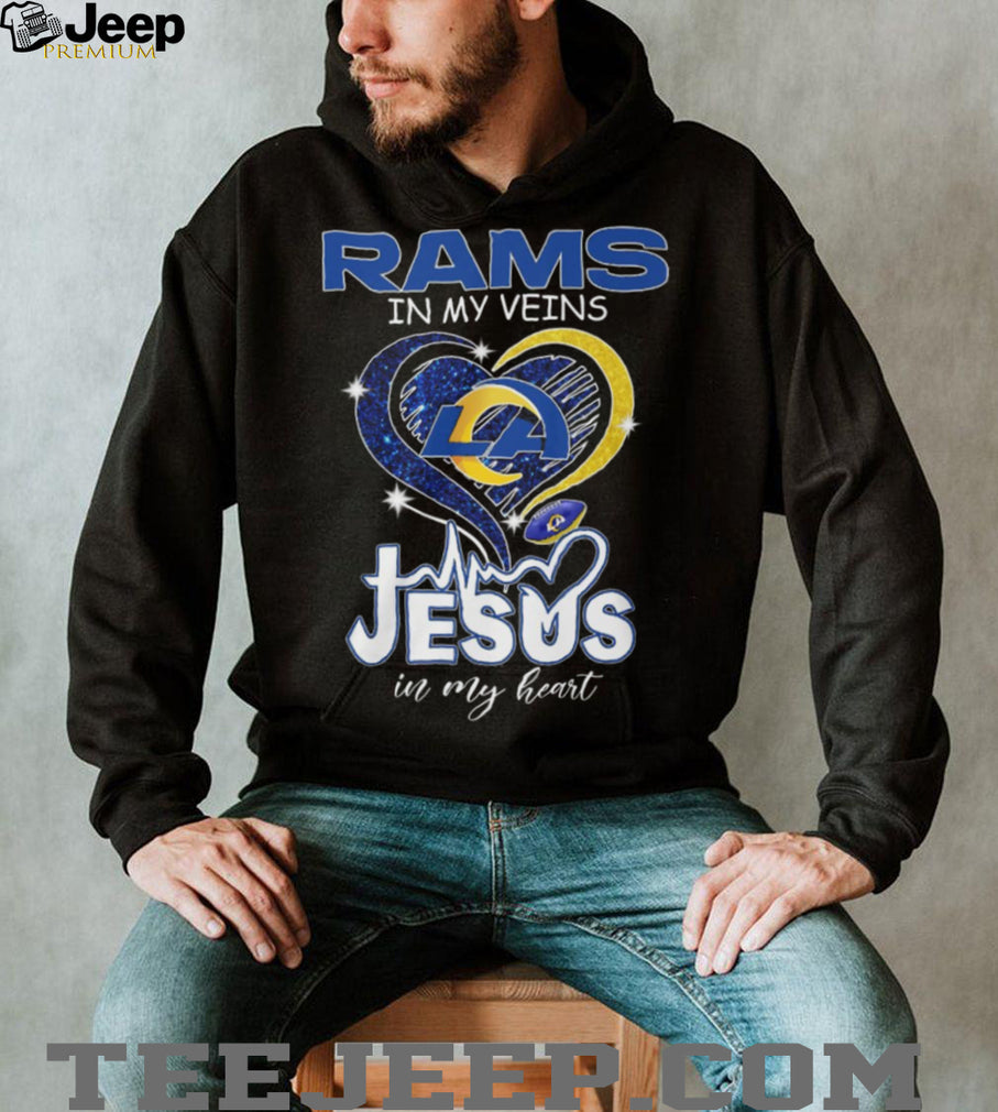 LA Rams In My Veins Jesus In My Heart Heartbeat Graphic T Shirt