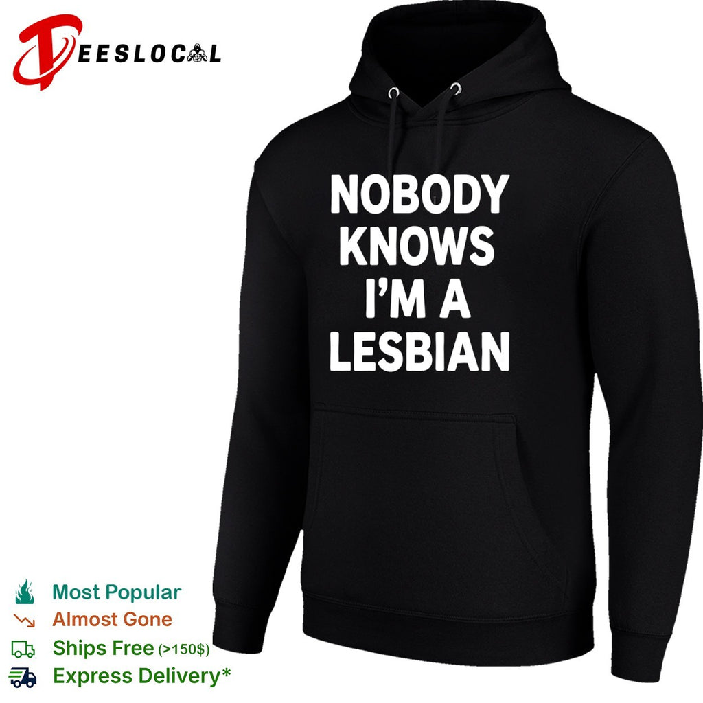 LGBTQ pride month bold text nobody knows im a lesbian shirt
