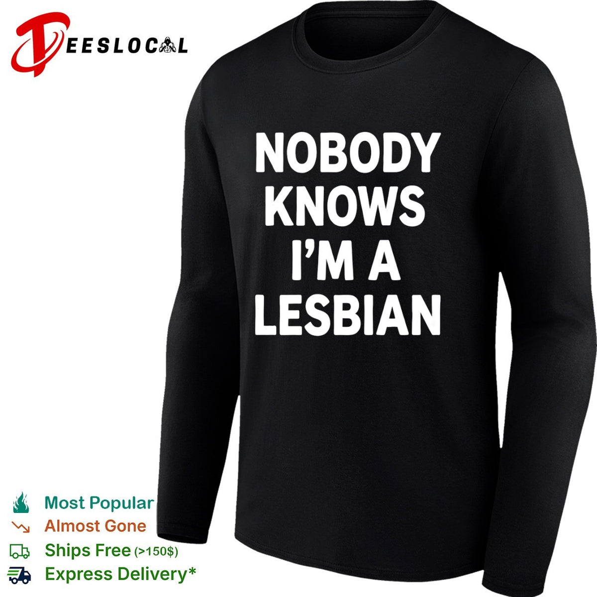 LGBTQ pride month bold text nobody knows im a lesbian shirt