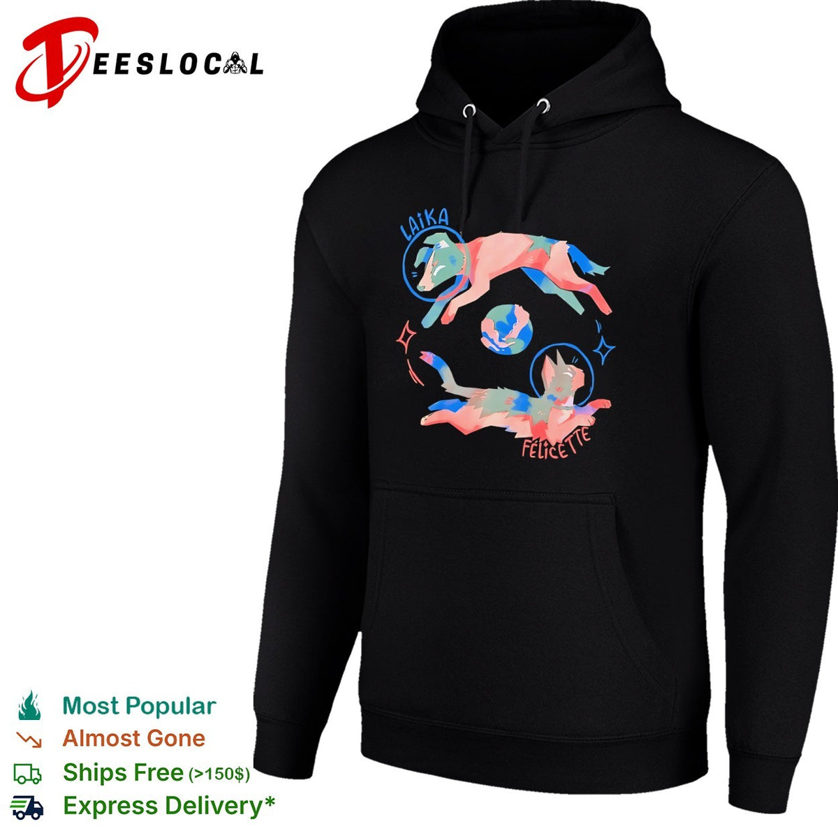 Laika and Felicette space animals planet earth universe cosmic star travel shirt