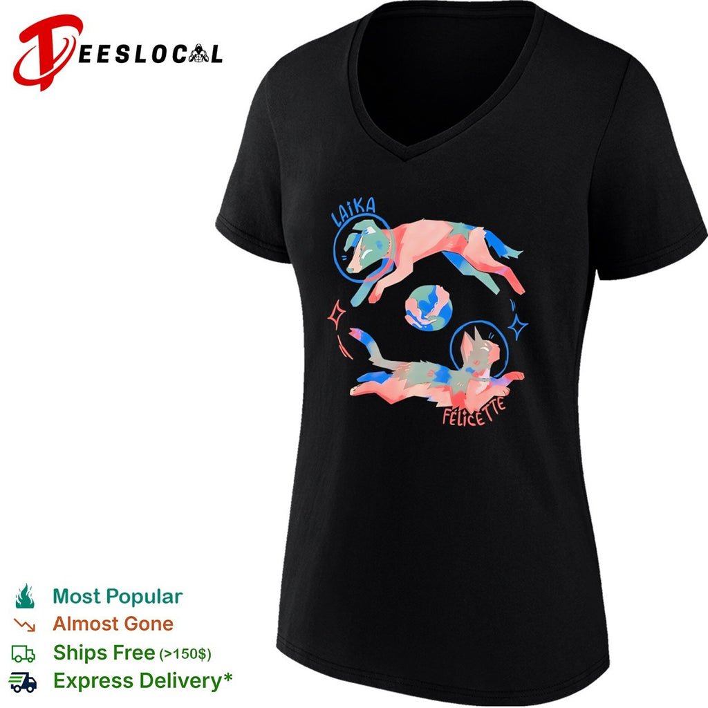Laika and Felicette space animals planet earth universe cosmic star travel shirt