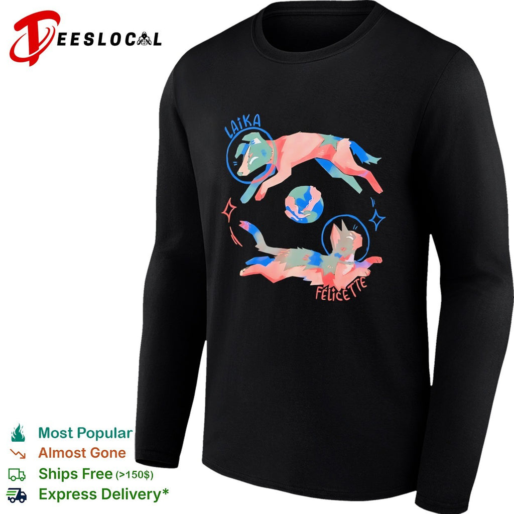 Laika and Felicette space animals planet earth universe cosmic star travel shirt