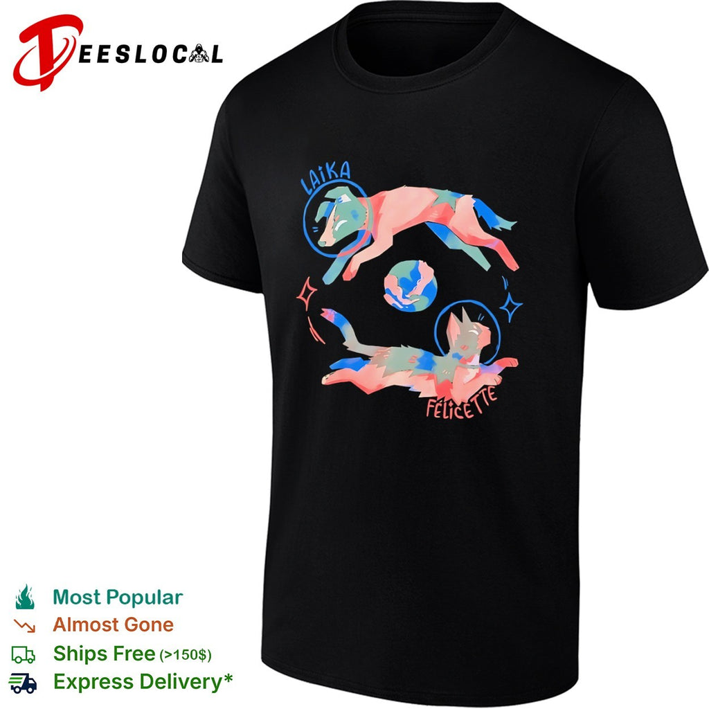 Laika and Felicette space animals planet earth universe cosmic star travel shirt