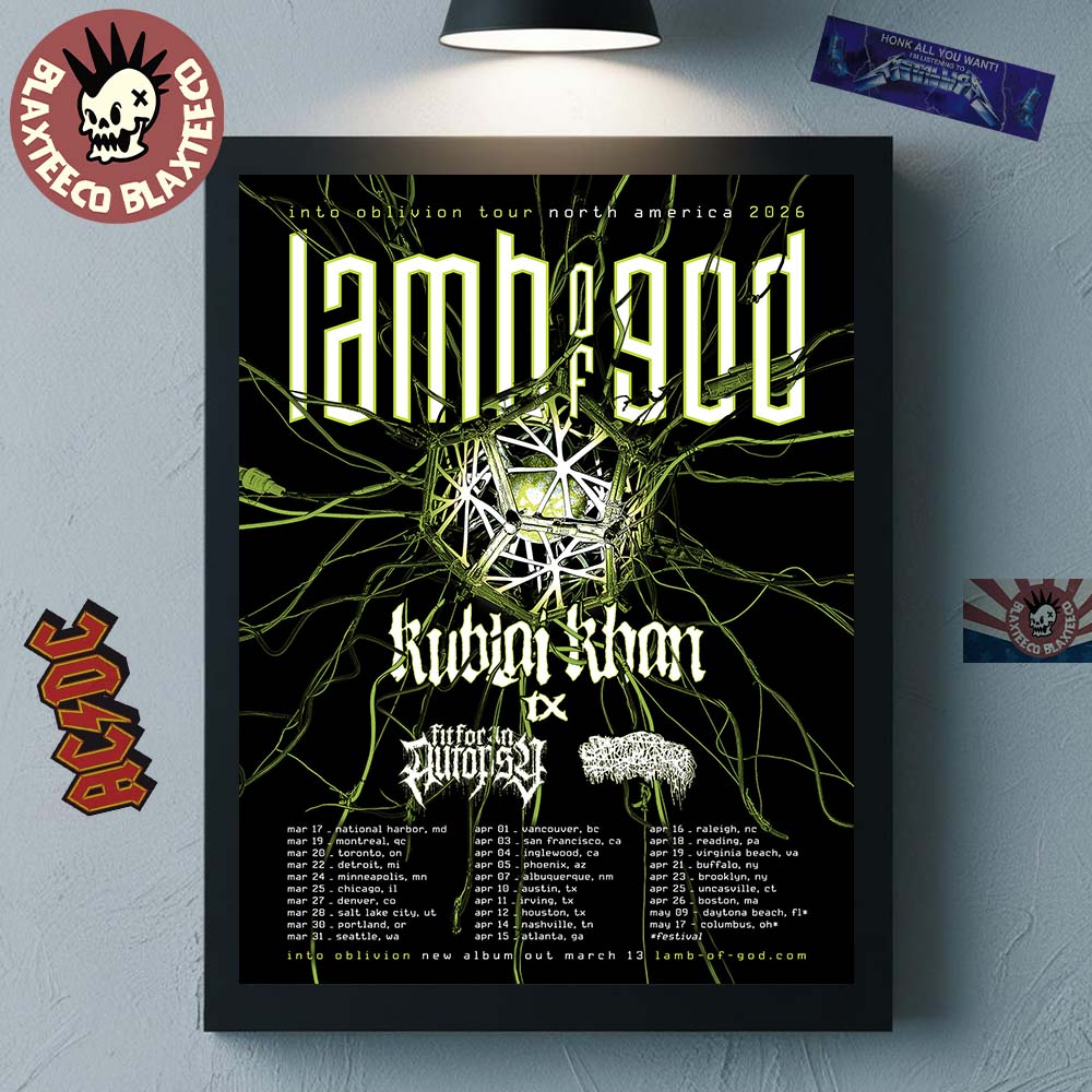 Lamb Of God Into Oblivion Tour North America 2026 Schedule Dates Home Decor Poster Canvas