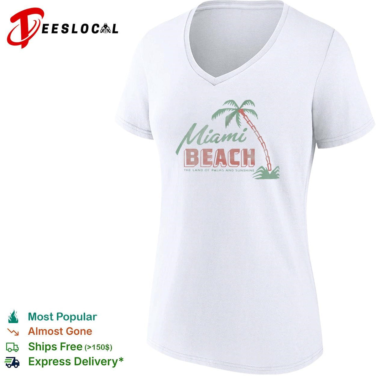 Land of palms and sunshine beach vintage badge shirt