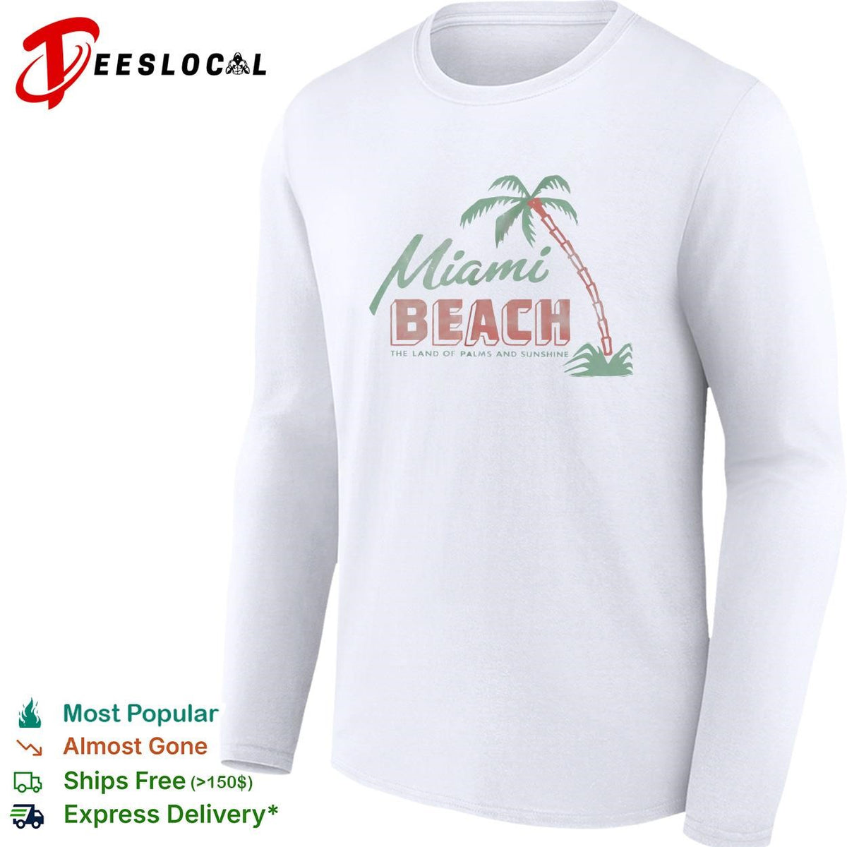 Land of palms and sunshine beach vintage badge shirt