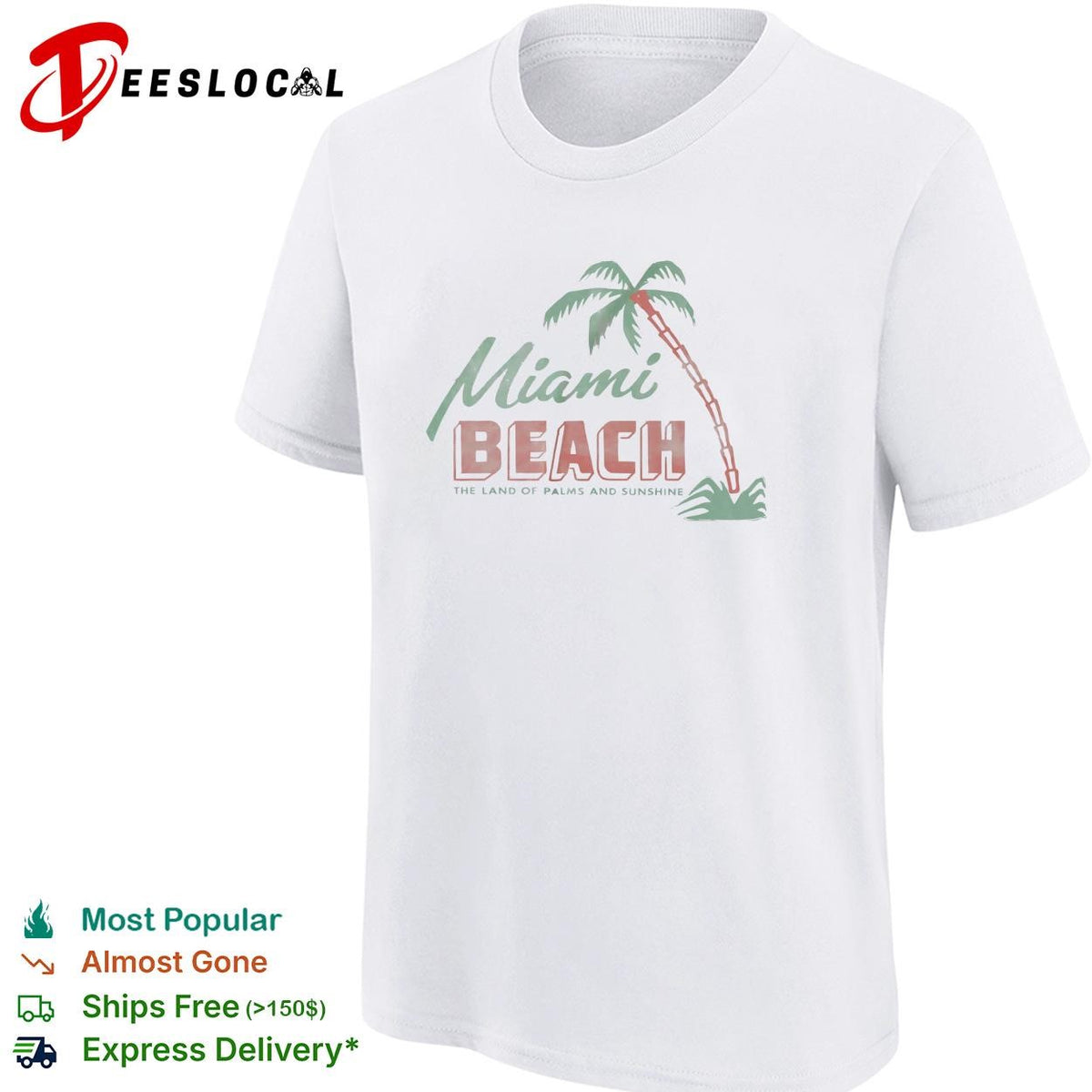 Land of palms and sunshine beach vintage badge shirt