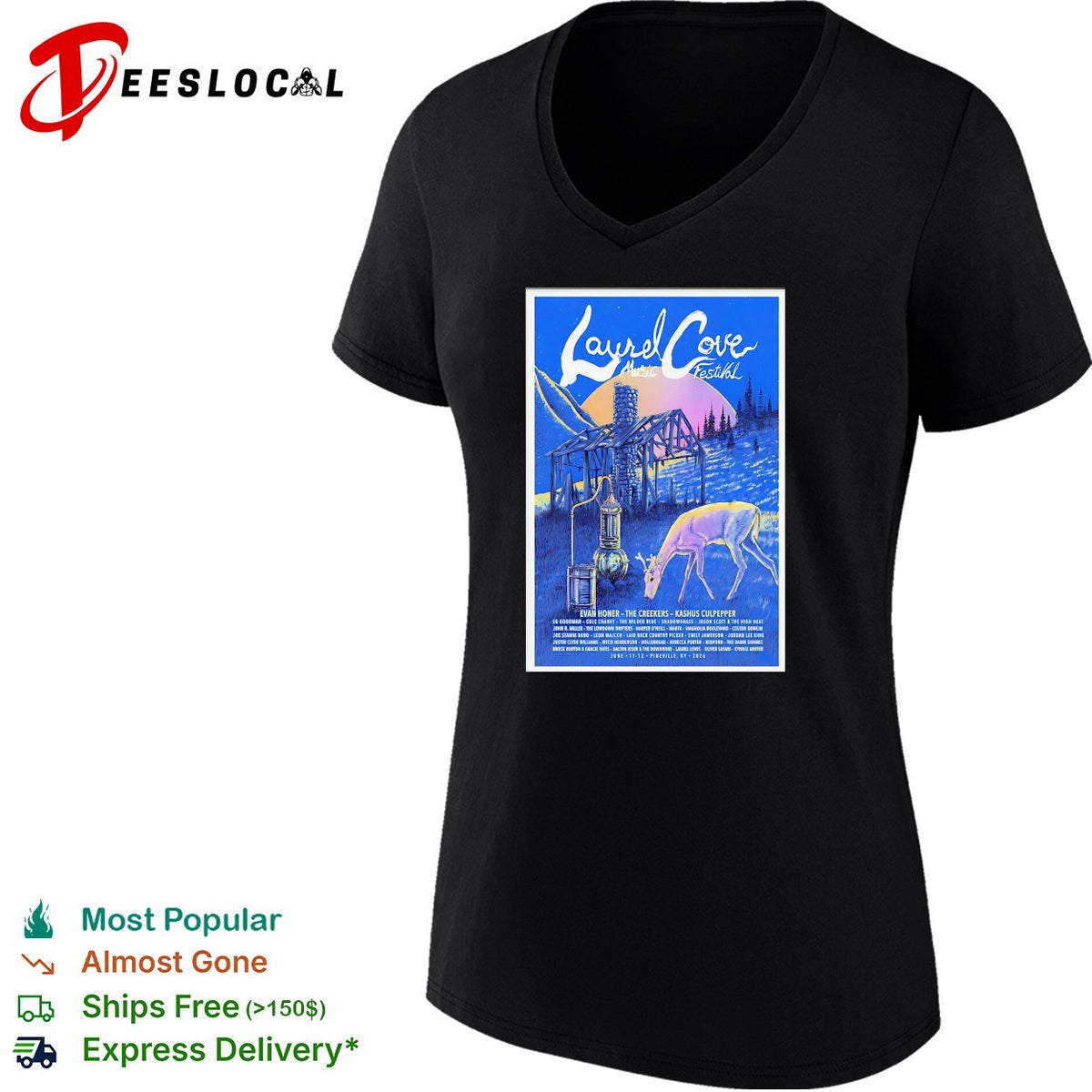 Laurel Cove Music Festival concert poster deer nature art shirt