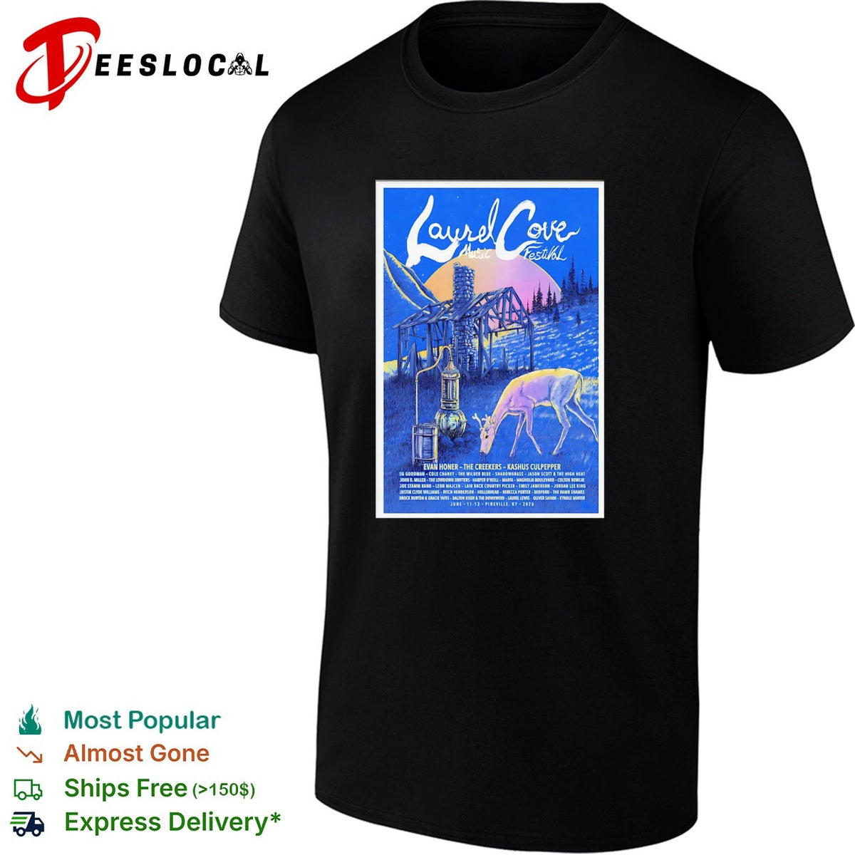 Laurel Cove Music Festival concert poster deer nature art shirt