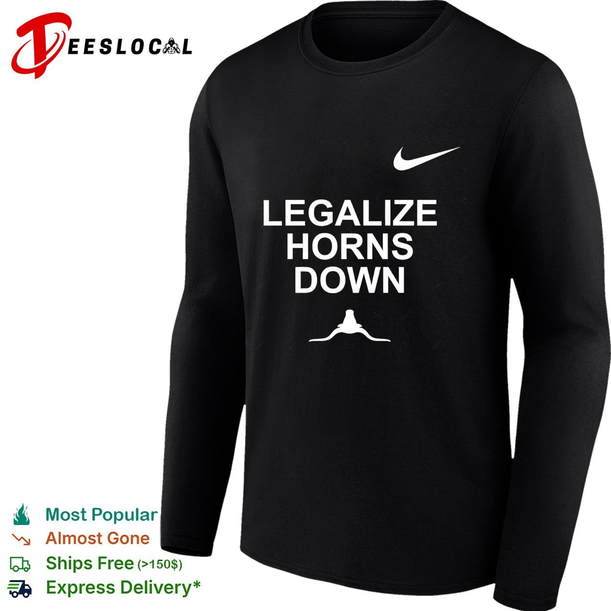 Legalize horns down longhorn rivalry bold text shirt