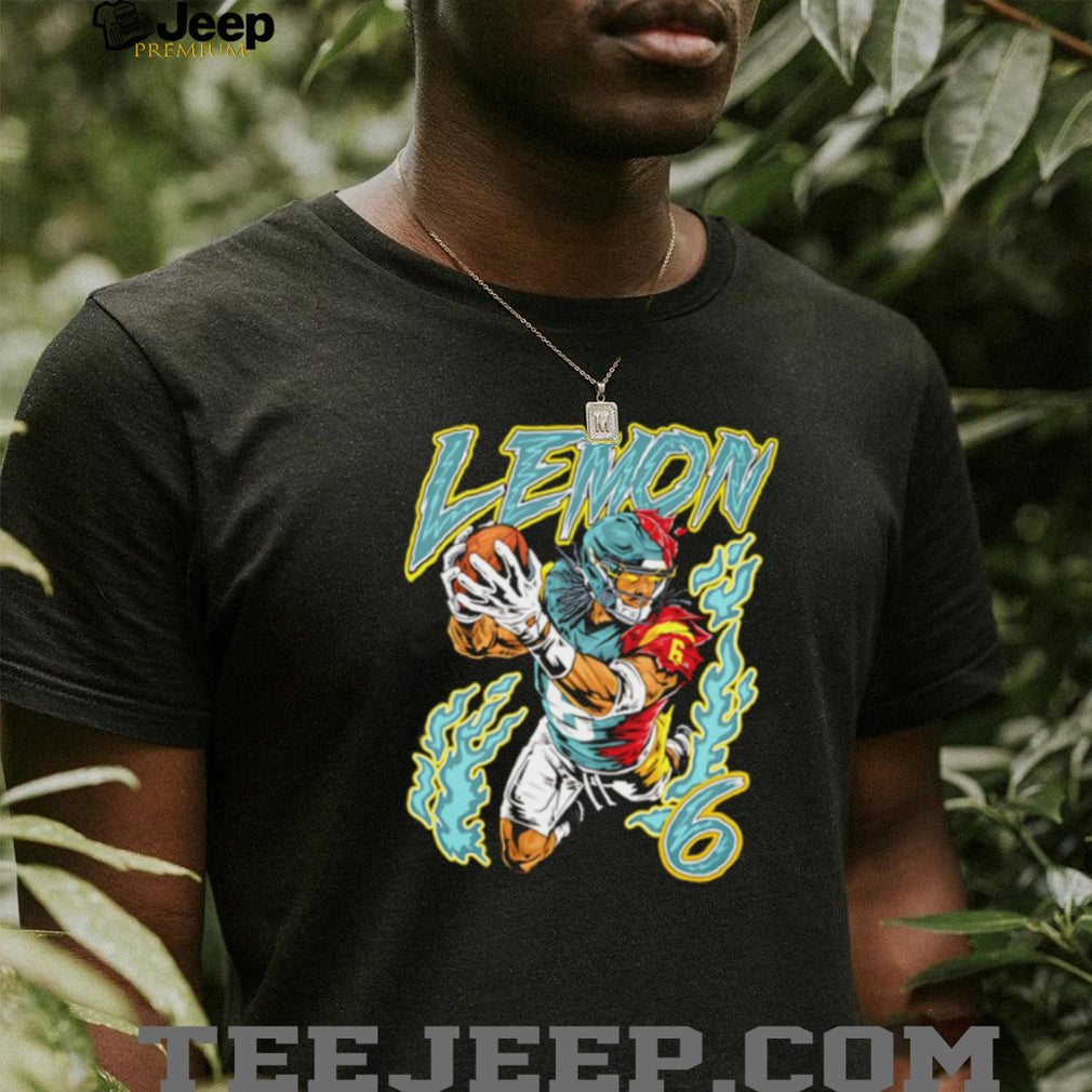 Lemon 6 Football Player Flame Neon Athletic T Shirt