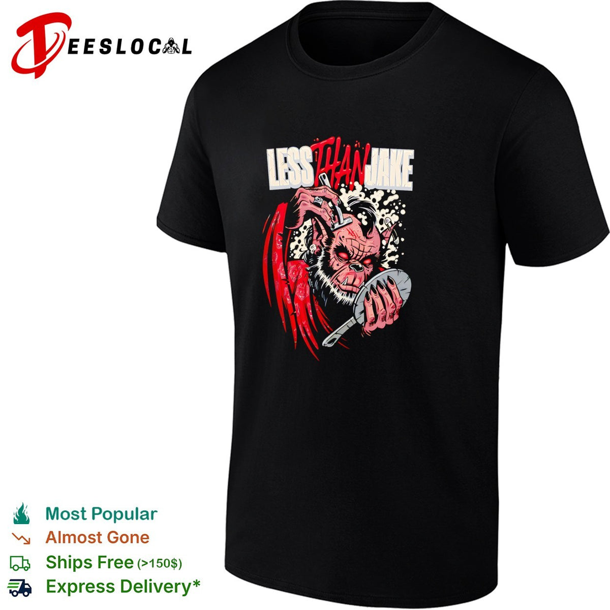 Less Than Jake monkey demon horror band art shirt