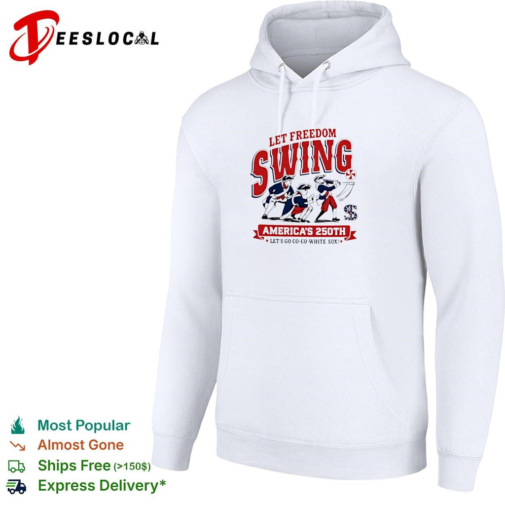 Let freedom swing colonial baseball players America’s 250th banner poster shirt