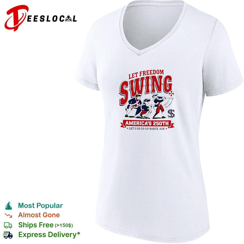 Let freedom swing colonial baseball players America’s 250th banner poster shirt