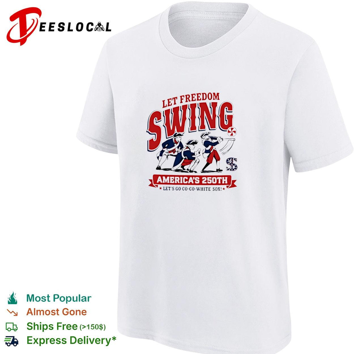 Let freedom swing colonial baseball players America’s 250th banner poster shirt
