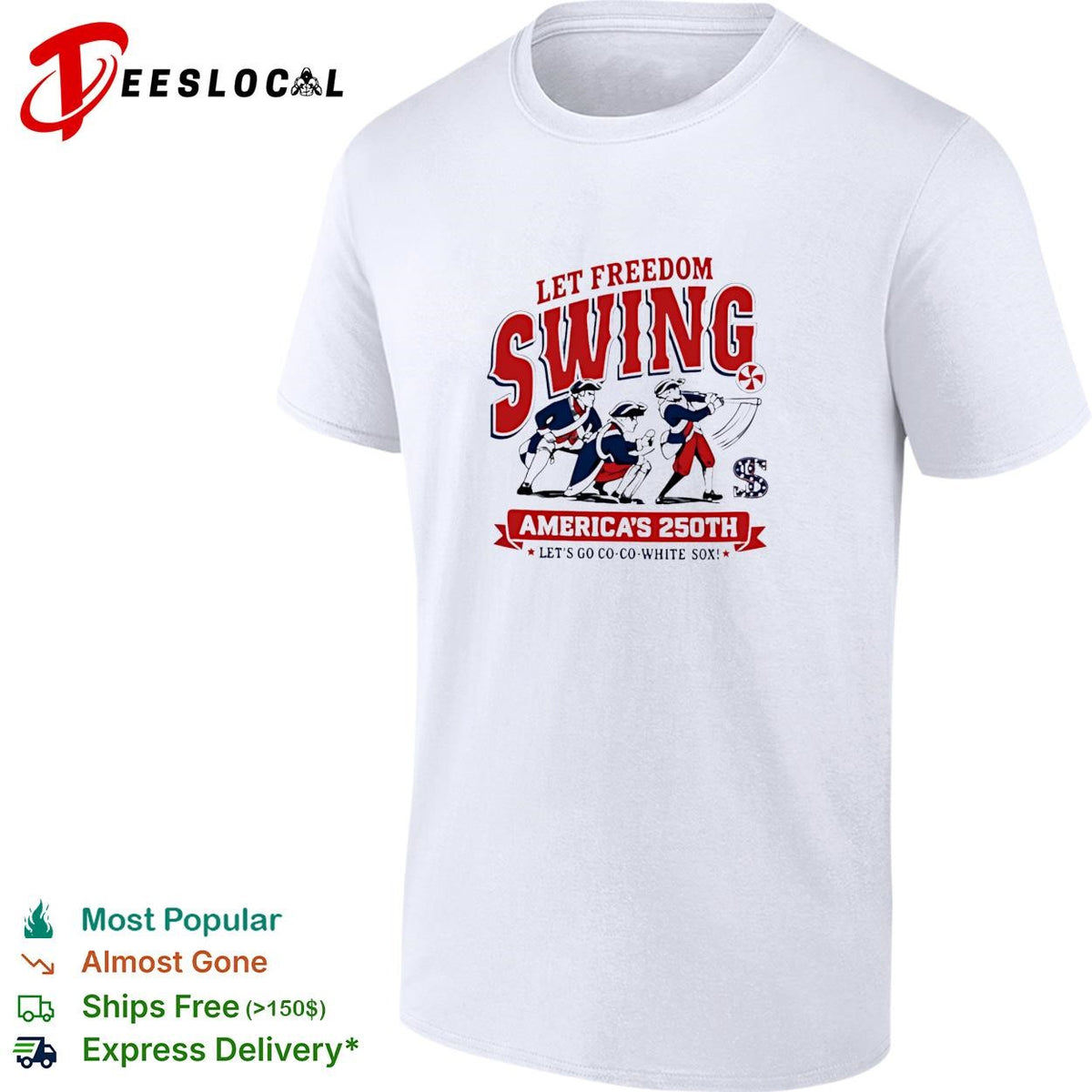Let freedom swing colonial baseball players America’s 250th banner poster shirt