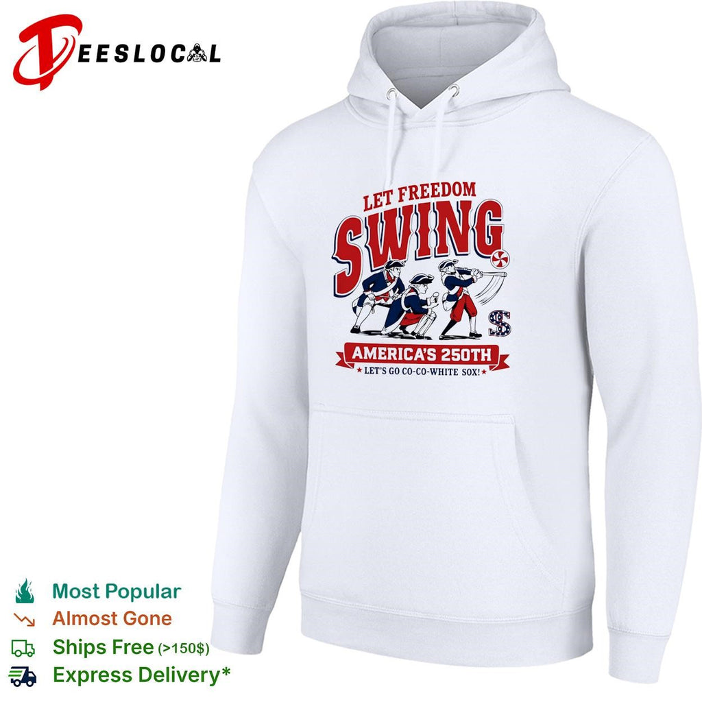 Let freedom swing colonial baseball players America’s 250th flag poster shirt