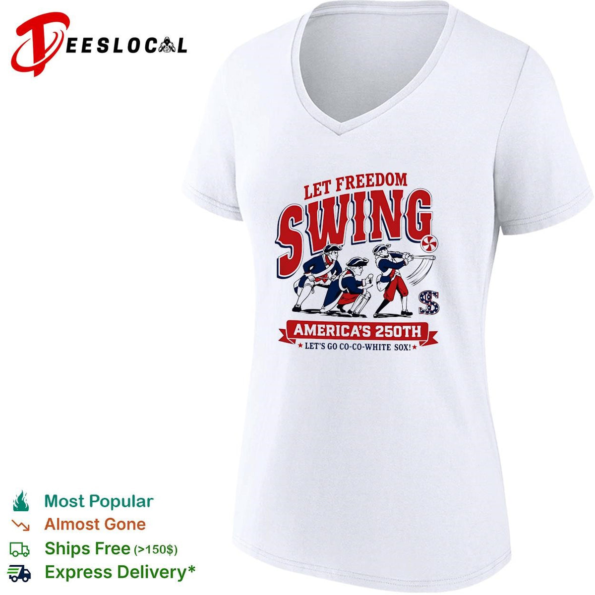 Let freedom swing colonial baseball players America’s 250th flag poster shirt