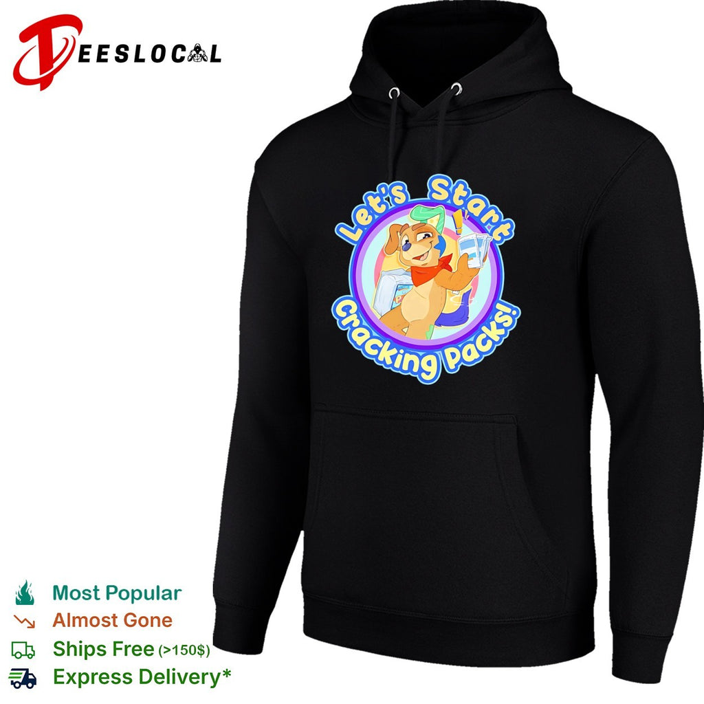 Let is Start Cracking Packs Cartoon Dog Mascot Trading Card Hobby Collectible shirt