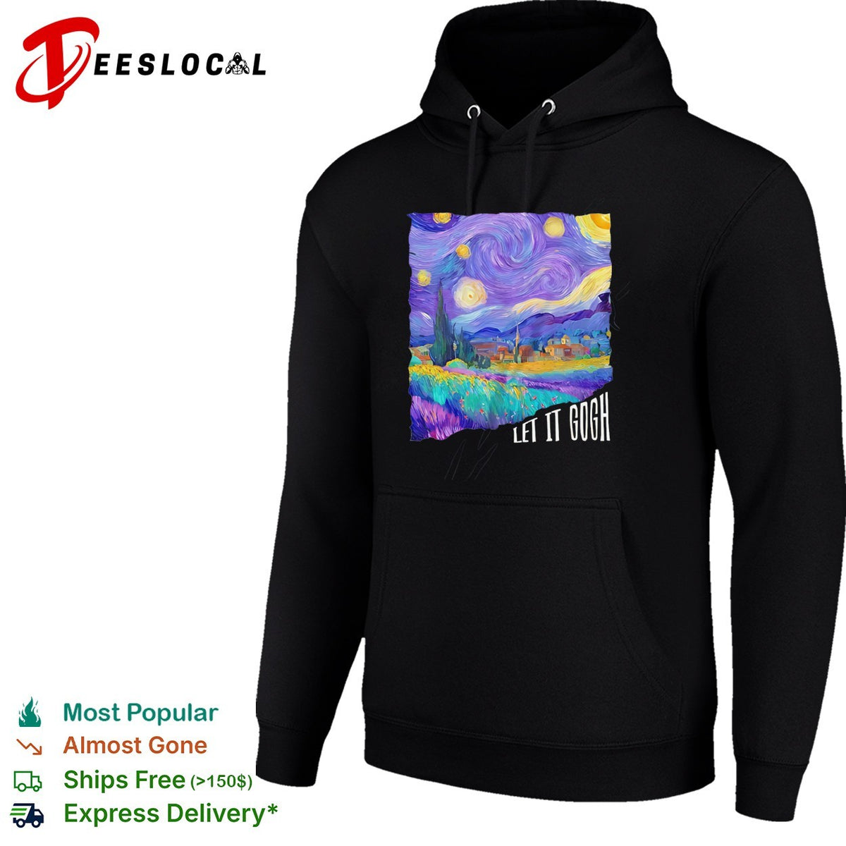 Let it Gogh Van Gogh Starry Night art pun humor shirt