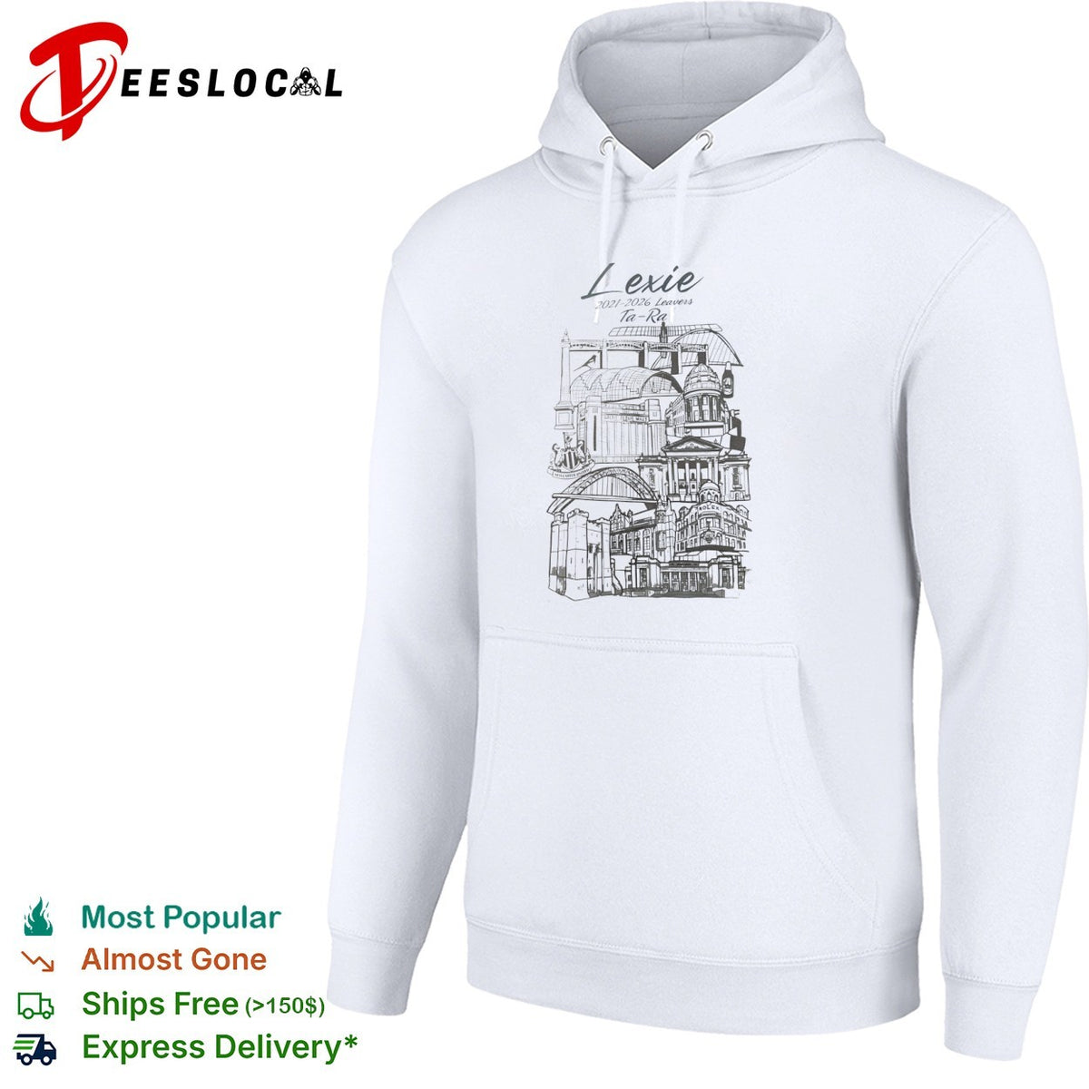 Lexie 2021 2026 Leavers Ta Ra Newcastle Upon Tyne City Landmarks shirt