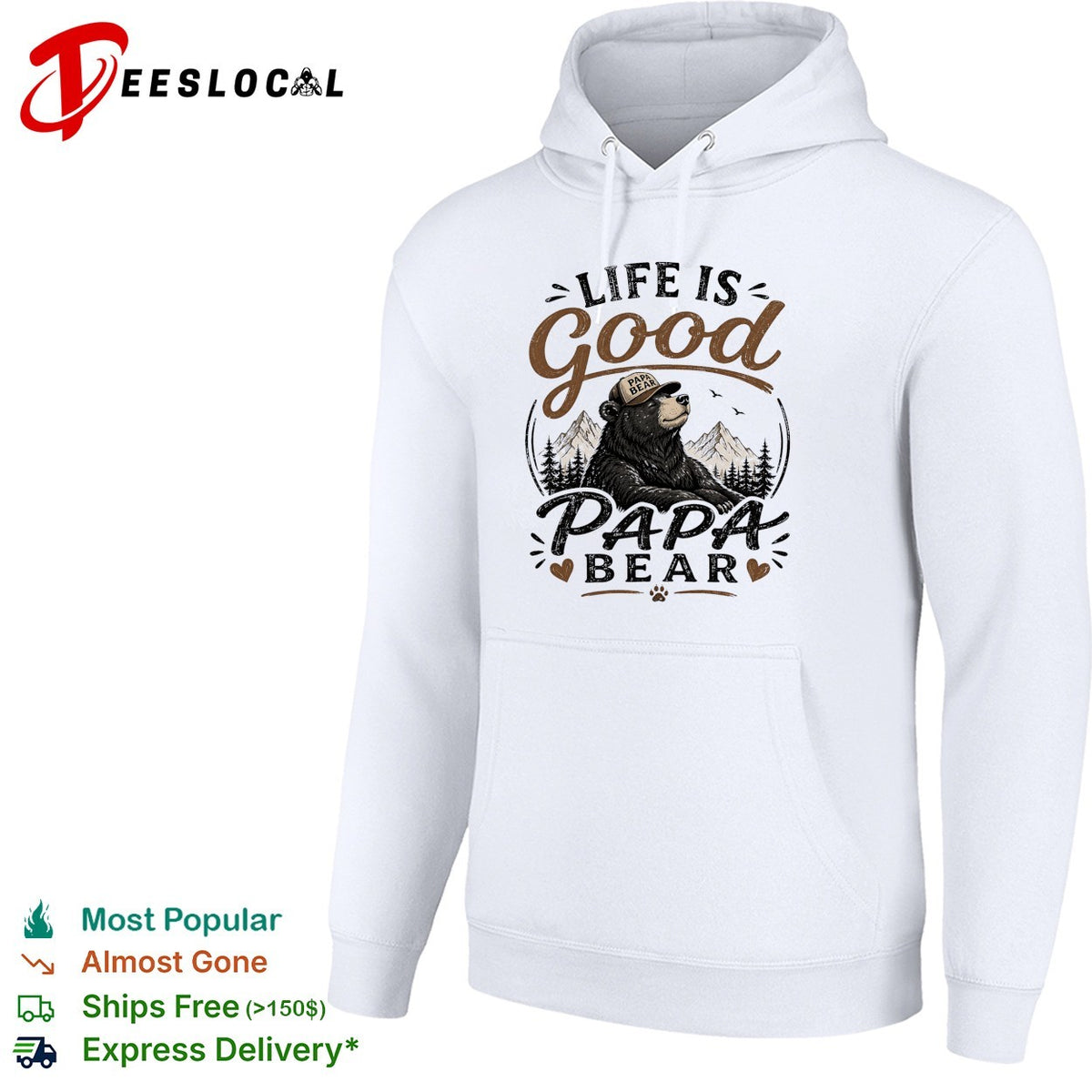 Life is good Papa Bear mountain forest trees nature art shirt