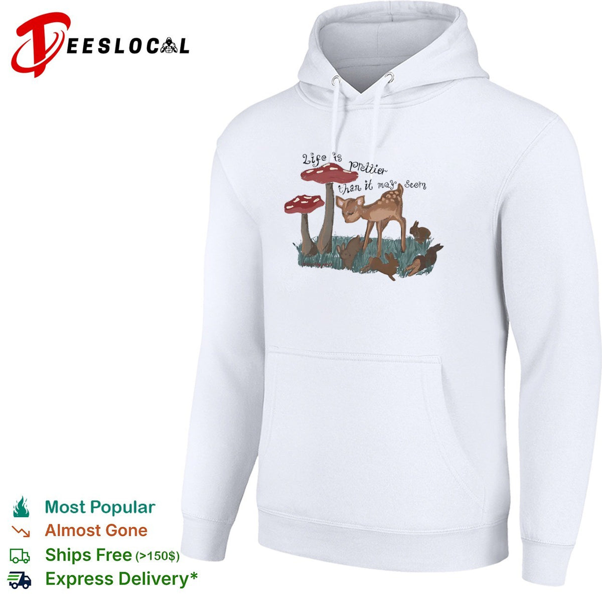 Life is prettier than it may seem fawn and rabbits nature meadow forest scene shirt