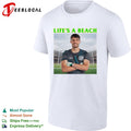 Life’s a beach soccer goalkeeper stadium arms crossed humor shirt
