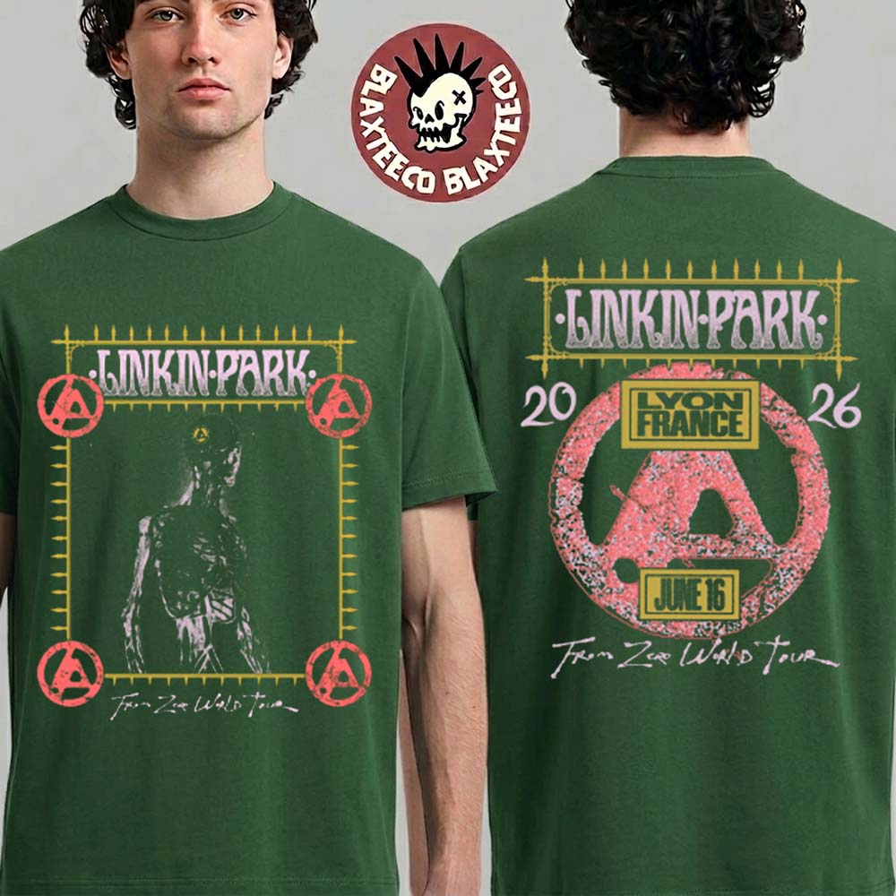 Linkin Park Lyon France 2026 Exclusive City Event Tee At Groupama Stadium On June 16 2026 Green T-Shirt