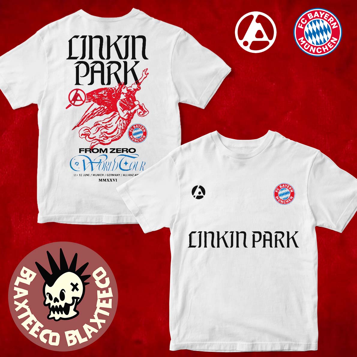 Linkin Park X FC Bayern Munchen 2026 Exklusives Event Merch Tee In Munchen Deutschland Am 11 Und 12 Juni 2026 T-Shirt