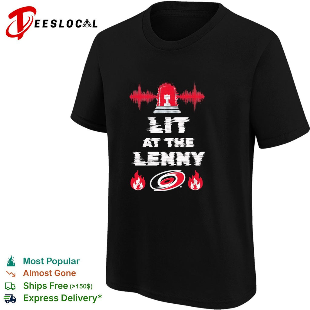 Lit at the Lenny Carolina Hurricanes NHL Hockey Emergency Siren Logo Fire shirt