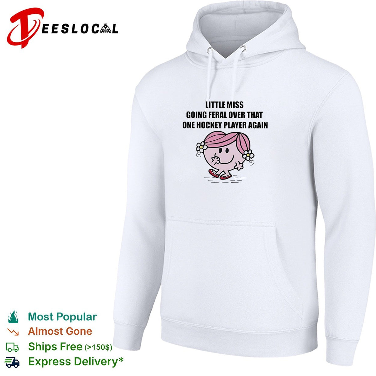 Little Miss going feral over that one hockey player again cartoon humor shirt