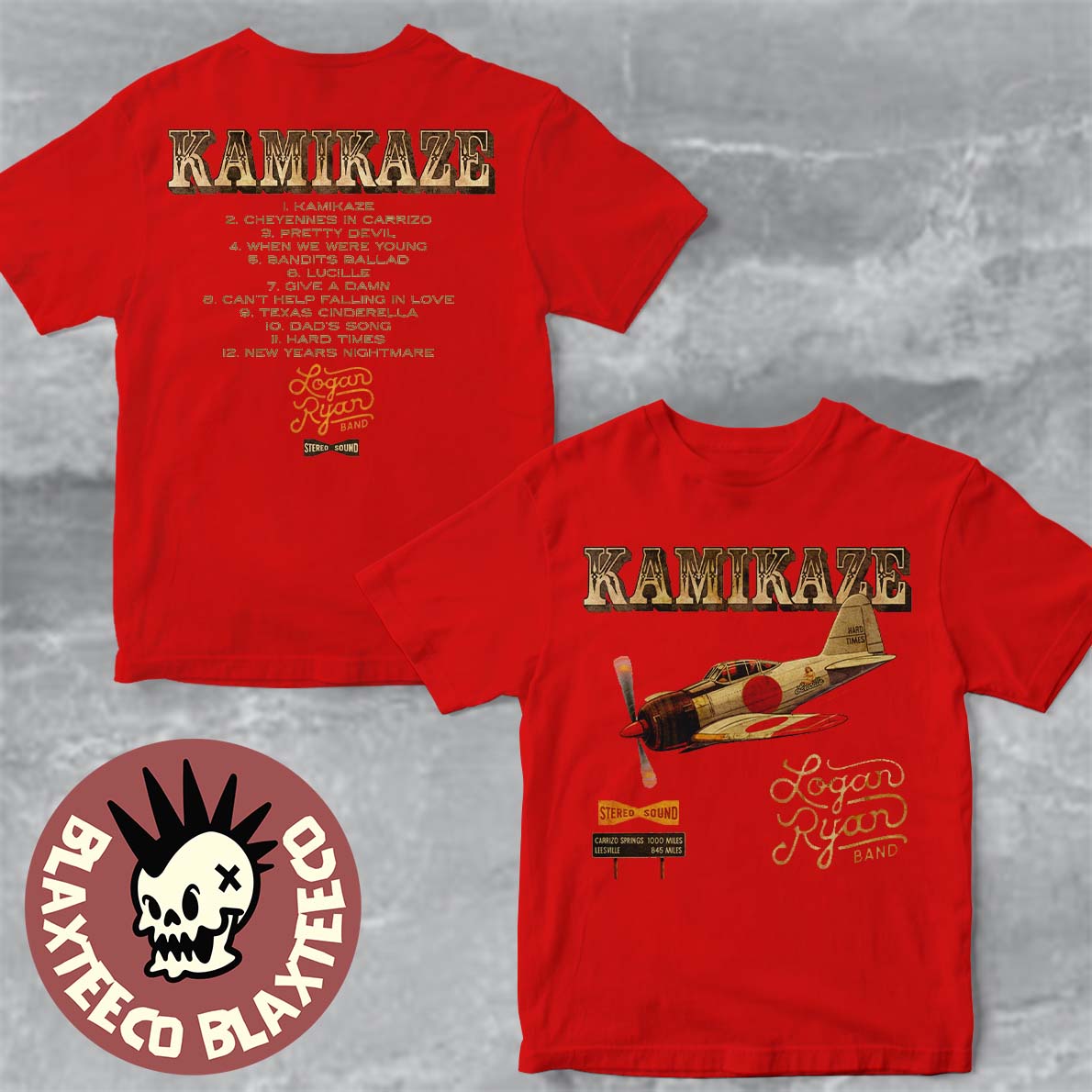 Logan Ryan Band Kamikaze Debut Album Drops January 23 2026 Cover Art With Tracklist Two Sided T-Shirt