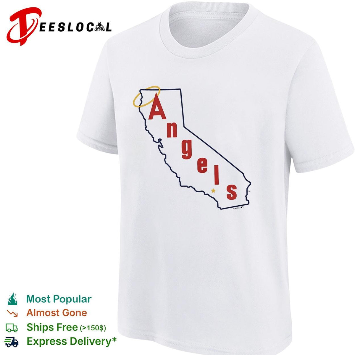 Los Angeles Angels California state silhouette Angels script logo shirt