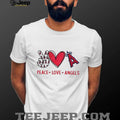 Los Angeles Angels Peace Love Angels Baseball Glitter Style T Shirt