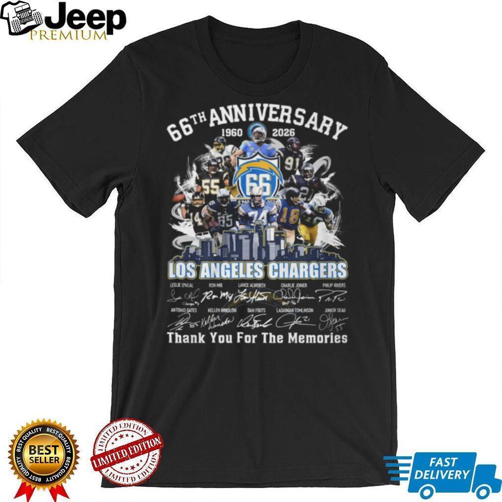 Los Angeles Chargers 66th Anniversary 1960 2026 Greatest Players T Shirt