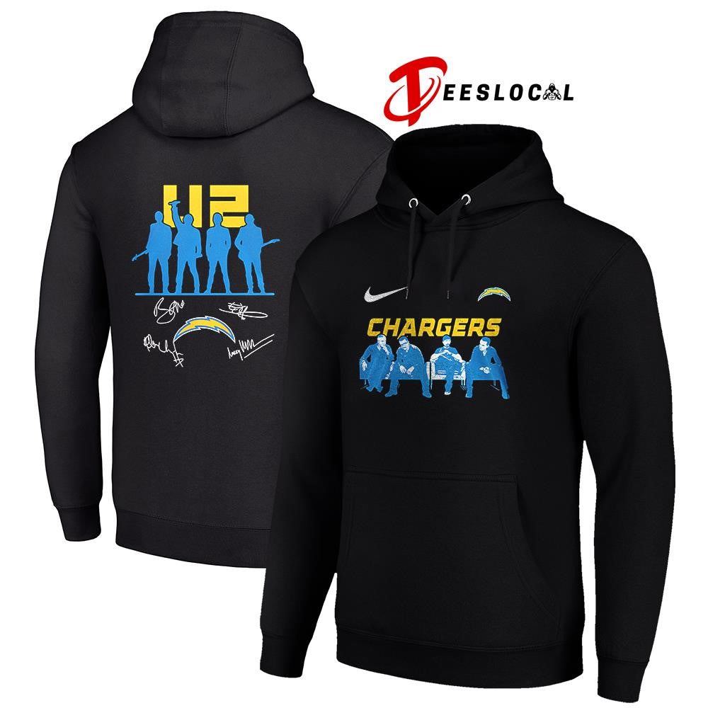 Los Angeles Chargers x U2 band signature silhouette shirt